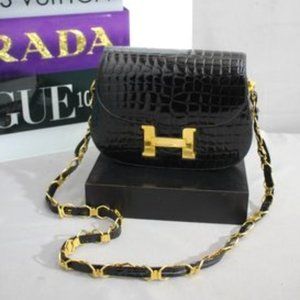 H constance Faux alligator Bag With chain/leather strap
